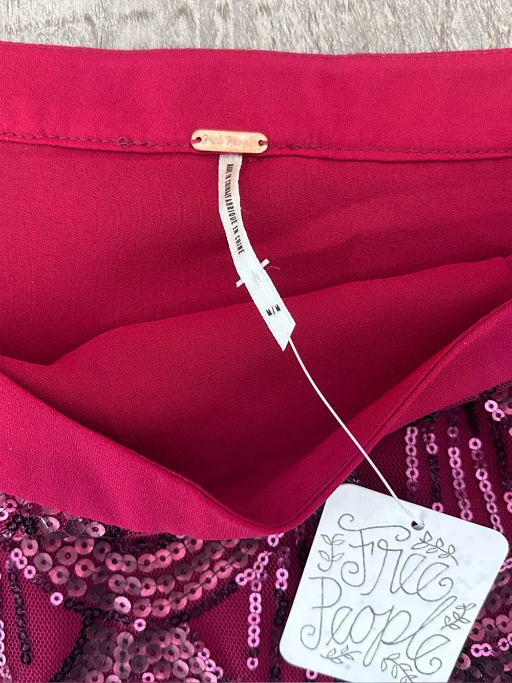 Free People Wine Colored Sequined Skirt
